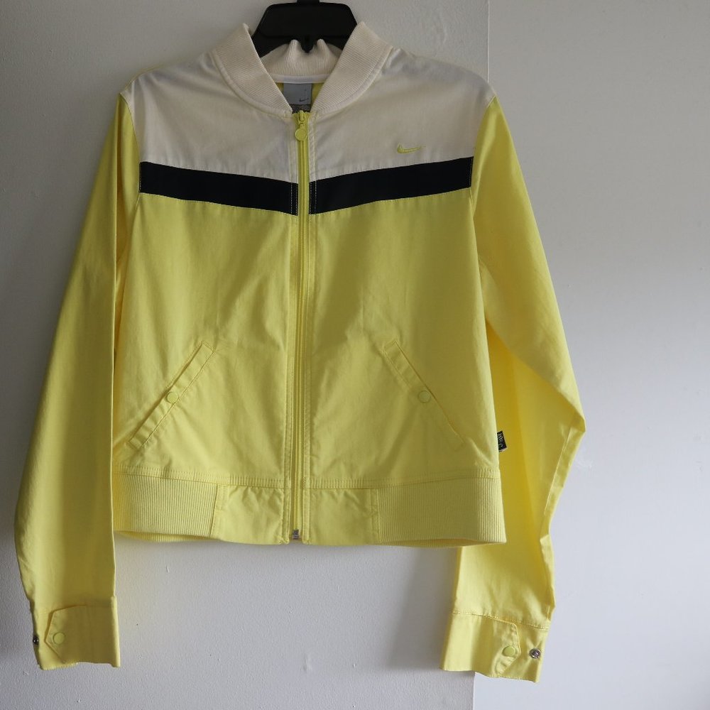 Nike Track Jacket Bomber L Cotton Zipper Yellow White Vintage Women`s New